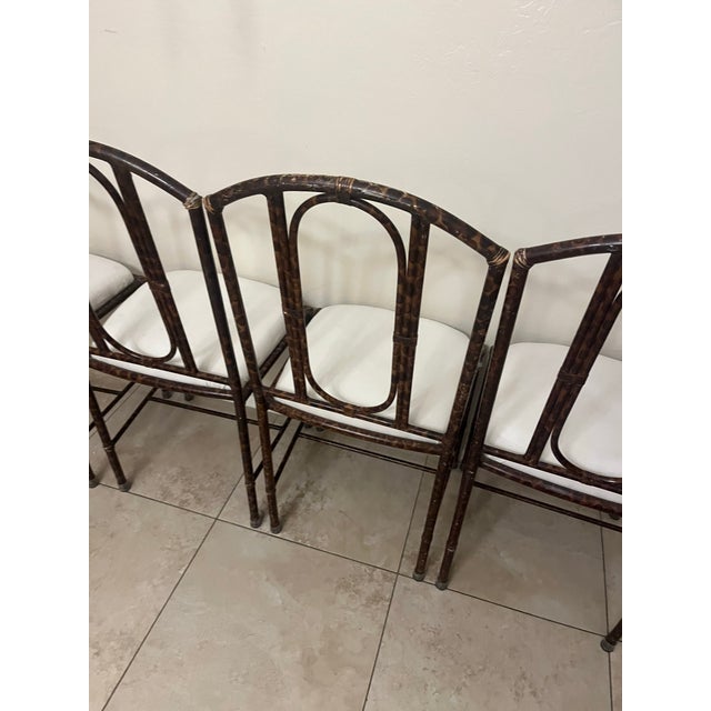 Ornamental & Decorative Materials Set of Four Vintage Metal Faux-Bamboo Dining Chairs in Style of Salterini or Kessler For Sale - Image 7 of 11