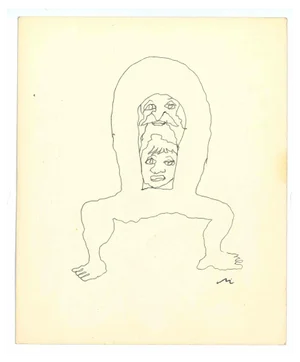 Mino Maccari, Distorted Body, Ink Drawing, 1960s