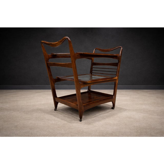Brazilian Modern Bar Cart in Rosewood & Glass by Carlo Hauner, 1960s – Lot 212 For Sale - Image 10 of 12