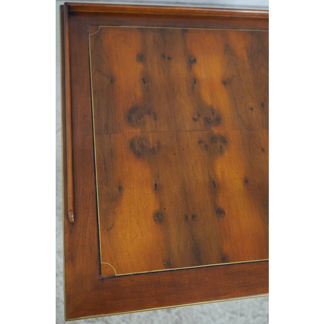 Hekman 2 Drawer Yew Wood & Walnut Library Table For Sale - Image 17 of 17