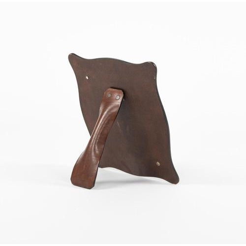 Brown Mid-Century Picture Frame in Curved Leather and Glass, Italy, 1970s For Sale - Image 8 of 15