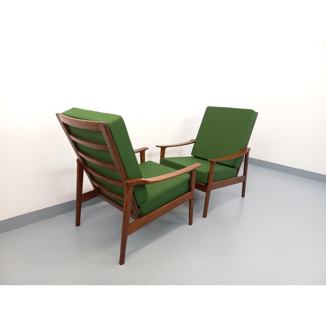 Vintage Scandinavian Chairs in Teak and Green Fabric, 1960s, Set of 2 For Sale - Image 17 of 18