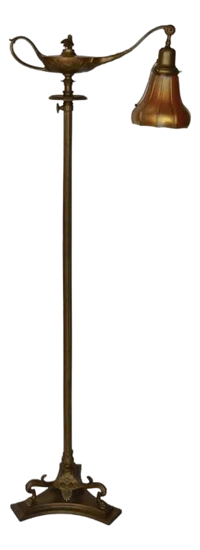 Tiffany Studios Gilt Bronze & Damascene Favrile “Aladdin” Floor Lamp. 1910's.