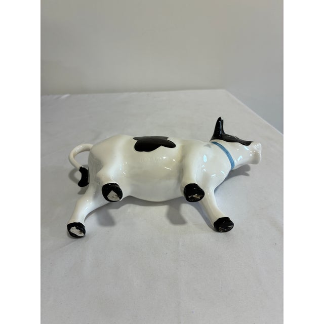 Vintage Ceramic Cow Creamer With Blue Bow For Sale - Image 9 of 9