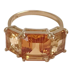 Christina Addison 18 Karat Yellow Gold Mini Emerald Cut Ring With Two-Toned Citrine
