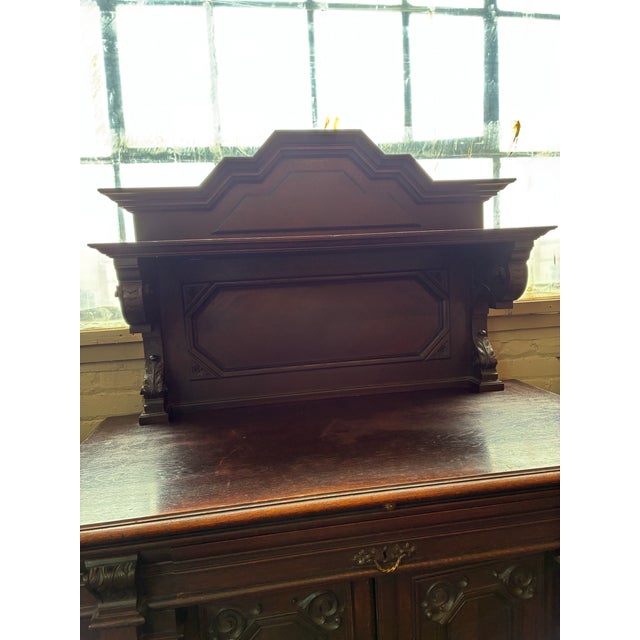 Traditional Antique Renaissance Revival Sideboard With Barley-Twist Columns and Raised Plate Rack. 47”l X 24.5”d X 37”h For Sale - Image 3 of 10