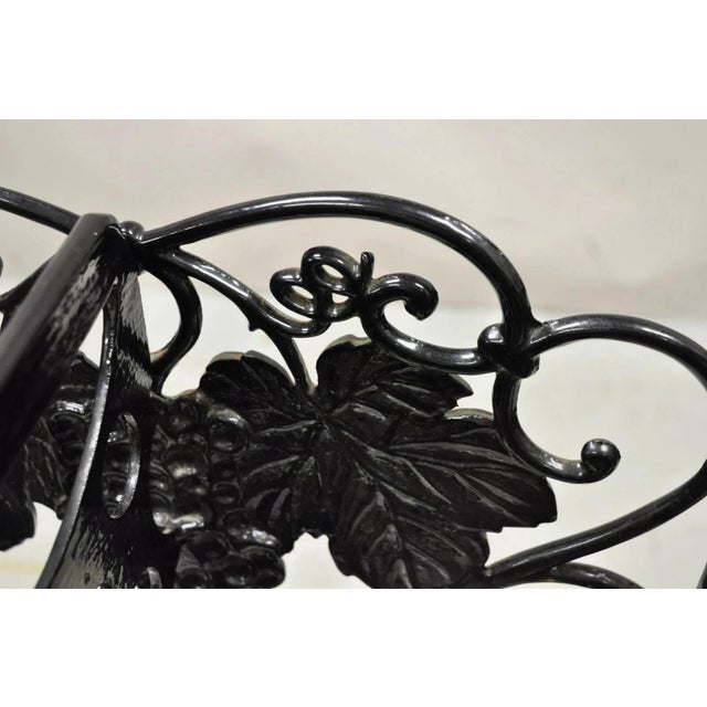 Black Vintage Victorian Style Black Cast Iron 6 Wine Bottle Rack Holder With Grapes For Sale - Image 8 of 12