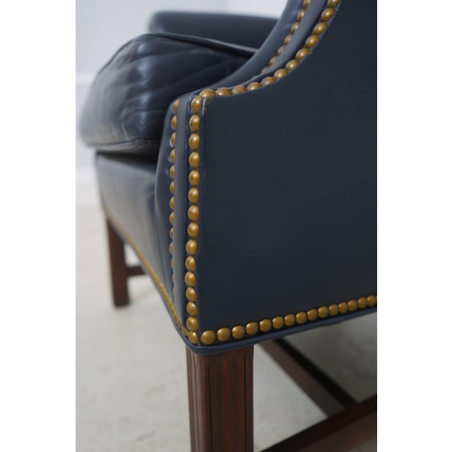 Hancock and Moore Chippendale Style Leather Wingback Chair For Sale - Image 15 of 18