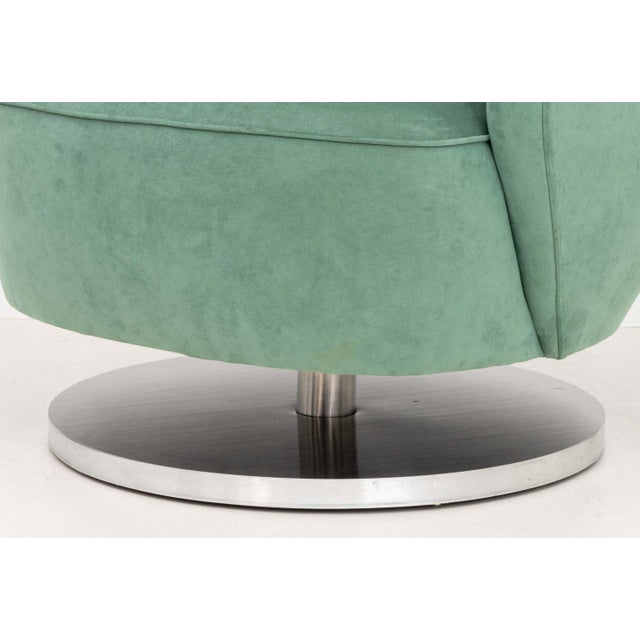 Metal Vladimir Kagan Barrel Swivel Chair and Ottoman For Sale - Image 7 of 10