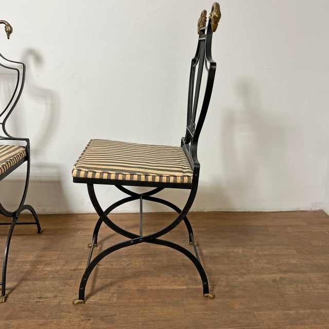 Metal C. 1930s Samuel Copelon Swan & Lyre Back Dining Chairs - Set/4 For Sale - Image 7 of 11