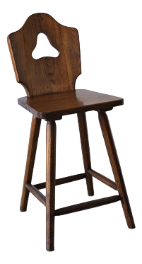 Brutalist Oak Bar Chair, Germany, 1950s