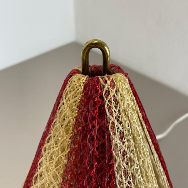 Wood Brass & Fabric Table Light in the style of Kalmar, Austria, 1960s For Sale - Image 7 of 18
