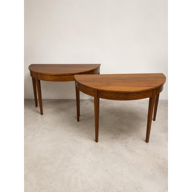 Pair of Federal Style Demilune Mahogany Tables, Early 20th Century For Sale - Image 12 of 12