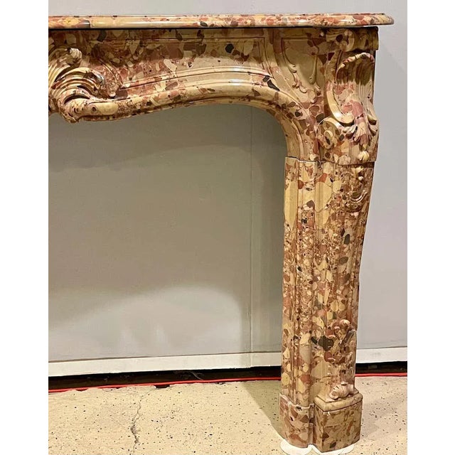 French Beige and Rouge Marble Fire Surround For Sale - Image 10 of 13