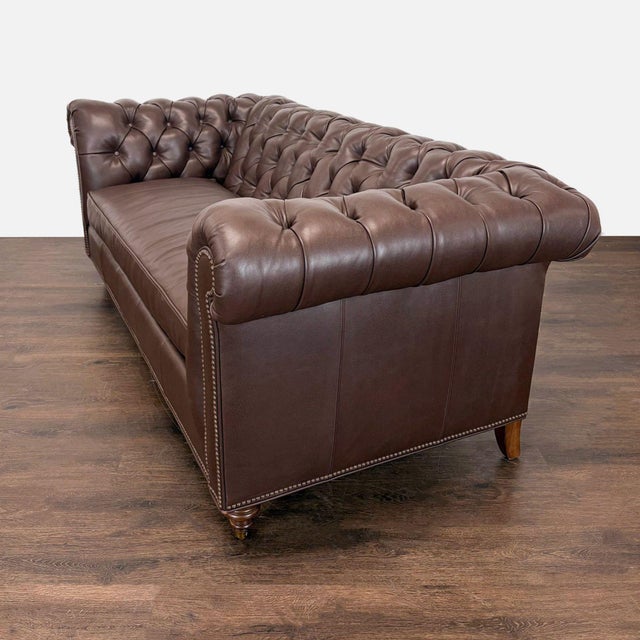 2010s Highland House 3-Seat Brown Leather Chesterfield Sofa For Sale - Image 5 of 12