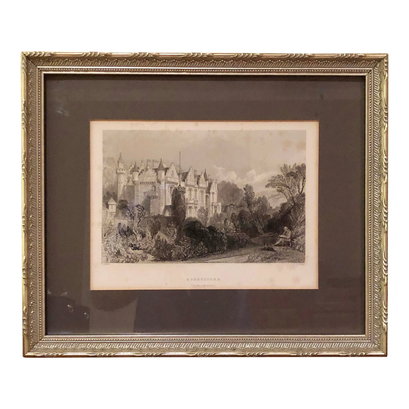 Antique 19th Century Engraving of Abbotsford Chairish