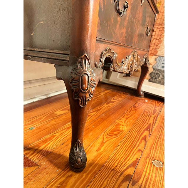 1920s Chippendale Revival Figured Mahogany High Chest of Drawers For Sale - Image 4 of 12