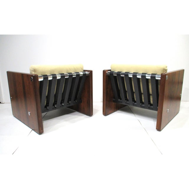 Mid-Century Modern Selg Rosewood and Leather Cube Club Chairs For Sale - Image 3 of 15