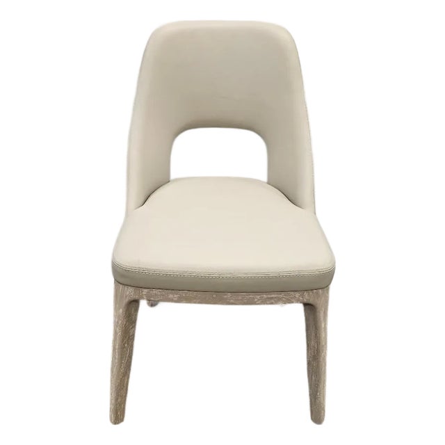 Interlude Home Canton Modern Cloud Leather and Cliffside Grey Mahogany Dining Chair For Sale