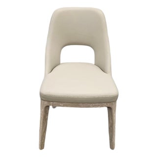 Interlude Home "Canton" Modern Leather & Mahogany Dining Chair For Sale