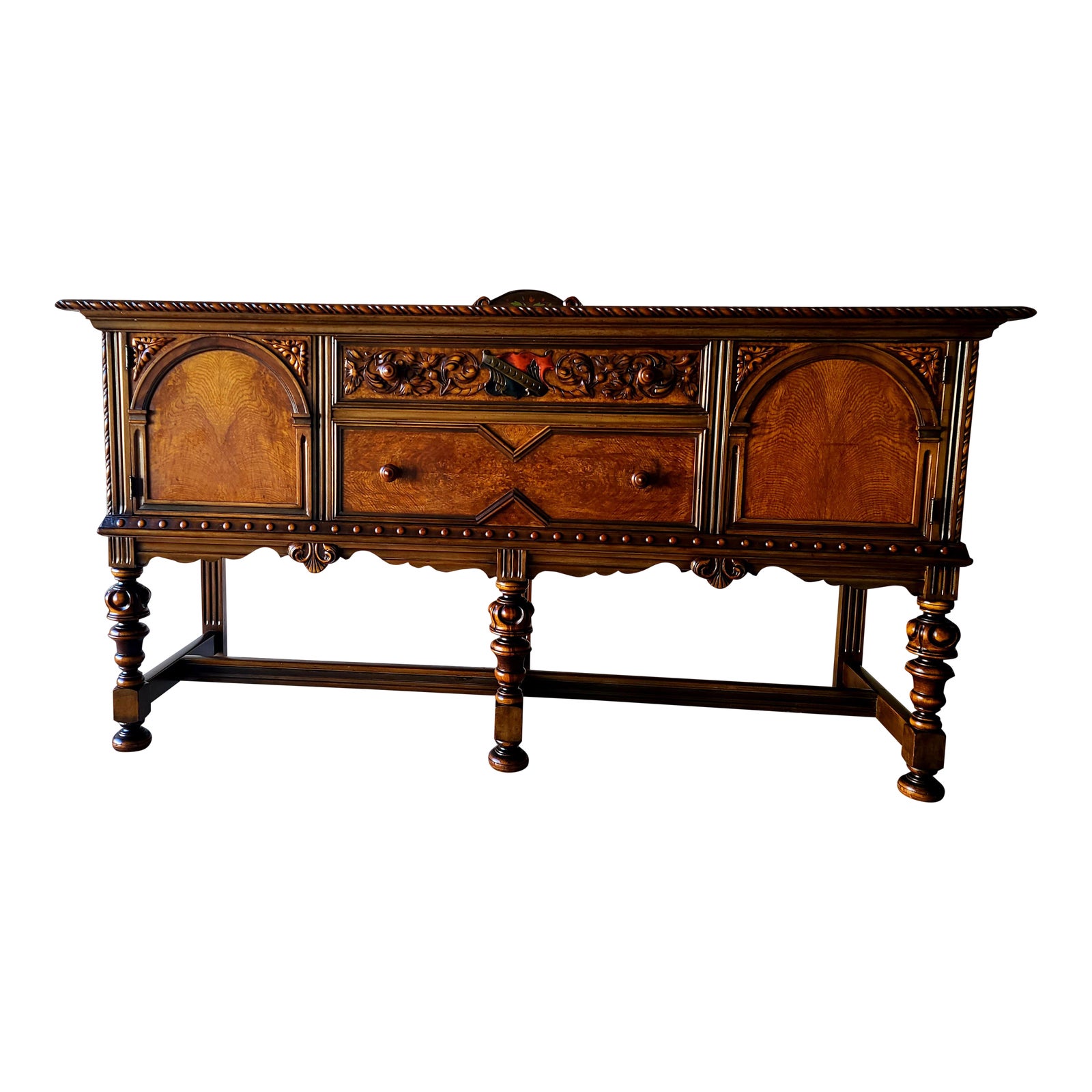 1920s Berkey and Gay Jacobean Revival Sideboard With a Key Chairish