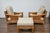 Midcentury Bamboo Lounge Chairs with Ottoman, Rattan Accents, and Linen Fabric For Sale In Atlanta - Image 6 of 12