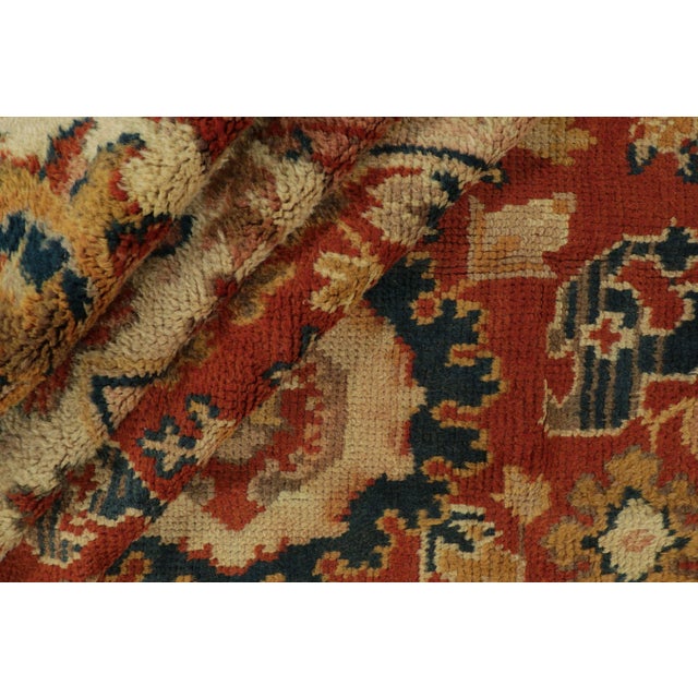 Rug & Kilim Late 19th Century Antique Arts & Crafts Rug in Rust With Floral Patterns, From Rug & Kilim For Sale - Image 4 of 9