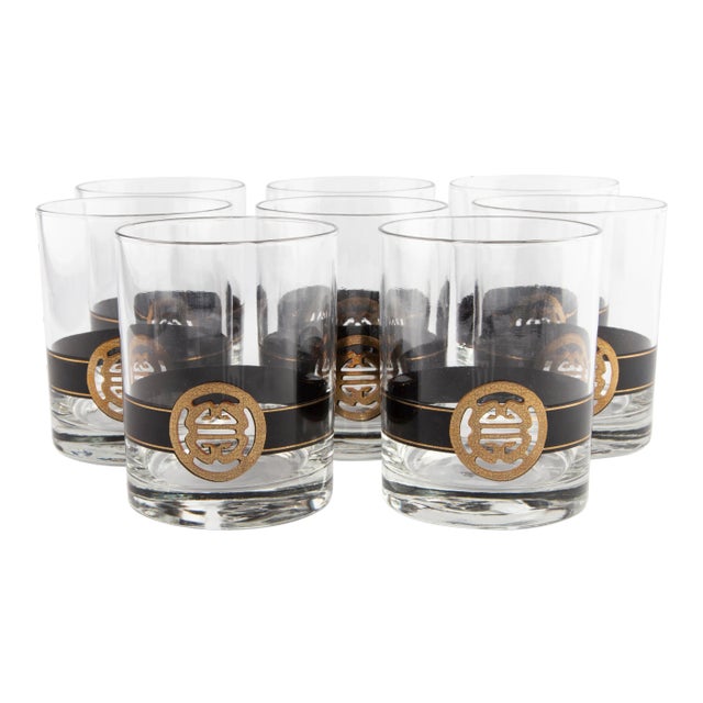 Black & Gold Shou Tumblers by Cera for Neiman Marcus For Sale