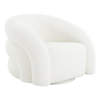 Piagia Boucle Swivel Base Lounge Chair For Sale