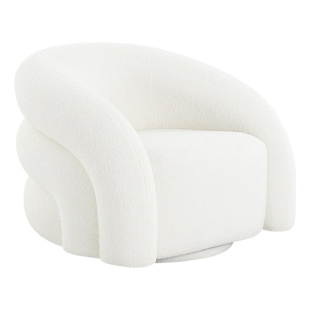 Piagia Boucle Swivel Base Lounge Chair For Sale