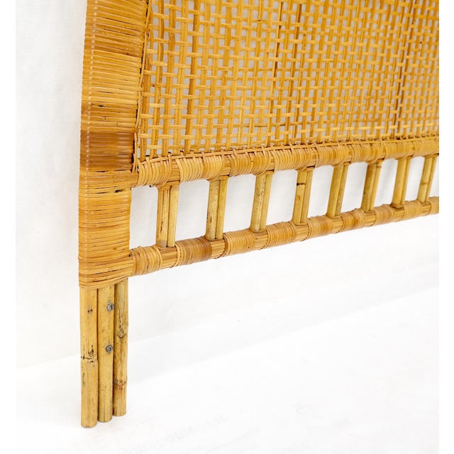 Mid-Century Modern Mid-Century Modern Rounded Shape Rattan Cane Headboard Bed For Sale - Image 3 of 11