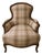 Vintage French Style Plaid Bergère Chair For Sale