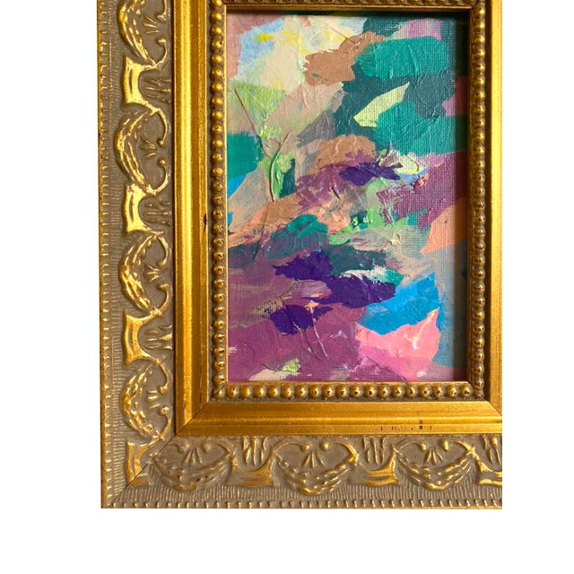 Textile "Dahlia Garden" Set of Two Mini Paintings by Jessalin Beutler For Sale - Image 7 of 7