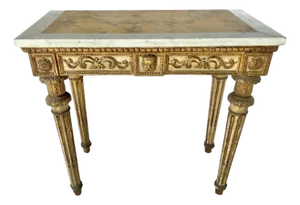Italian Neoclassical Gilt Console Table With Marble Top, 18th Century