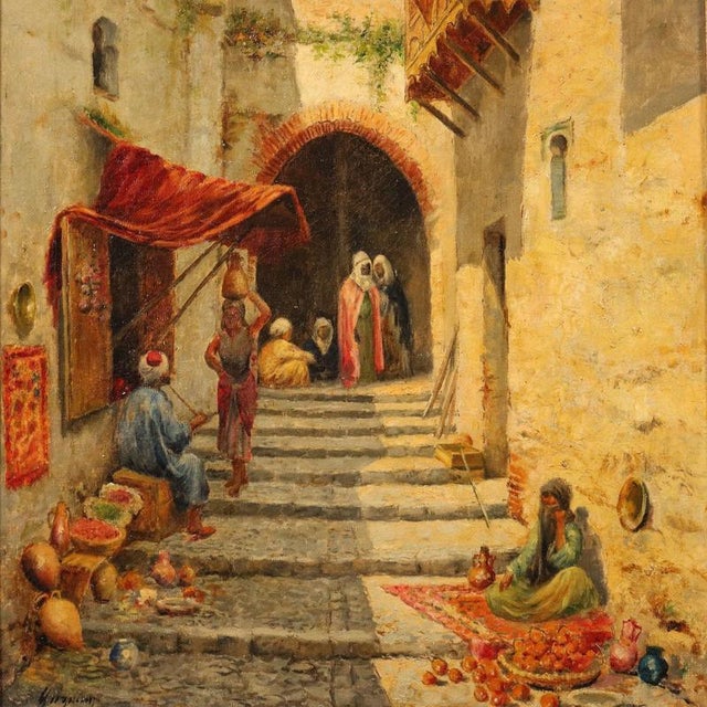 Unknown, The Sale of Fruit, Oil on Canvas, Framed For Sale - Image 3 of 13