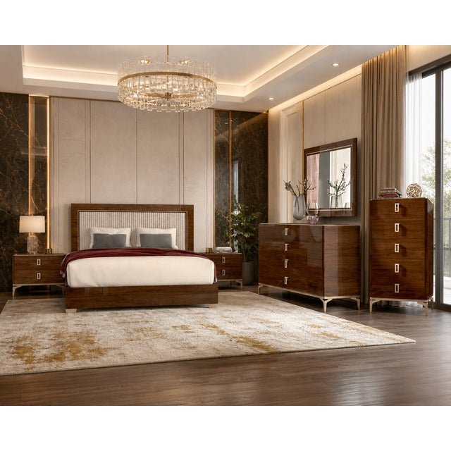 Transform your bedroom into a refined, designer retreat with this stunning 6-piece Italian bedroom set. Featuring a rich...