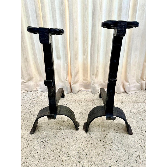 Massive Pair of Wrought Iron 18th Century Fire Dogs/ Andirons For Sale - Image 12 of 12