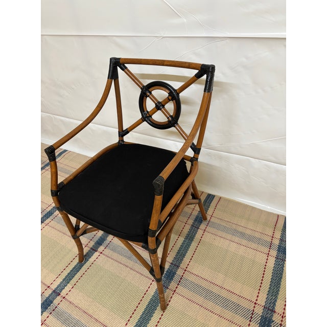 Brown Vintage Alleged McGuire Rattan 'Target Back' Armchair For Sale - Image 8 of 9