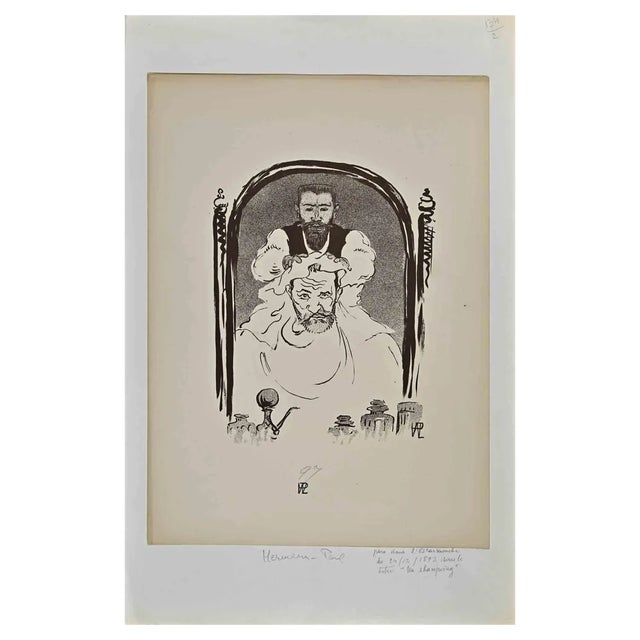 Hermann Paul, Un-Shampooing (Self-Portrait), Ink Drawing, 1893 For Sale