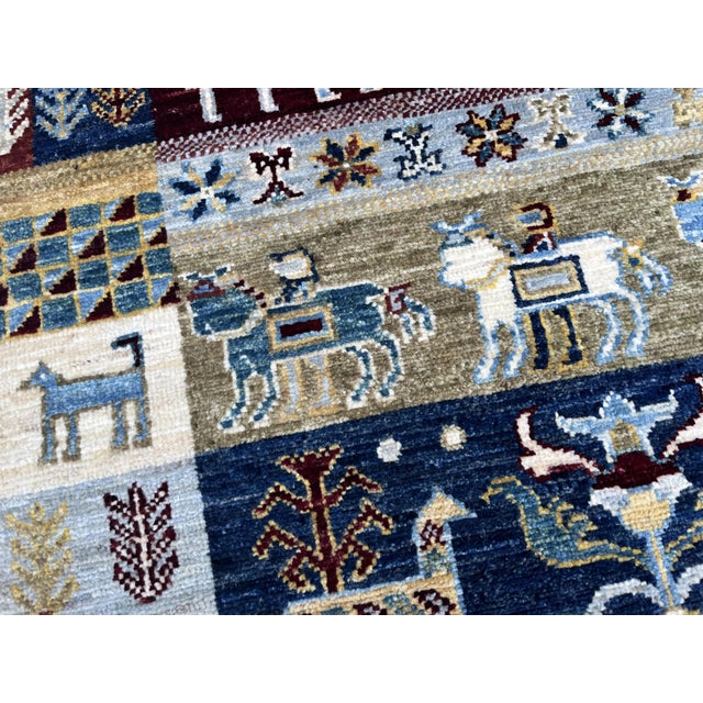 Blue Hand-Knotted Kashkuli Gabbeh Patchwork Runner in Soft Blue, 2'9" X 9'3" For Sale - Image 8 of 12