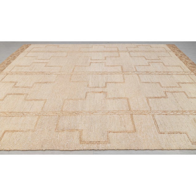 Beige 8x10Ft. Natural Beige Jute Brown Taureg Inspired Soumek Jute Wool Hand Woven Rug For Sale - Image 8 of 12