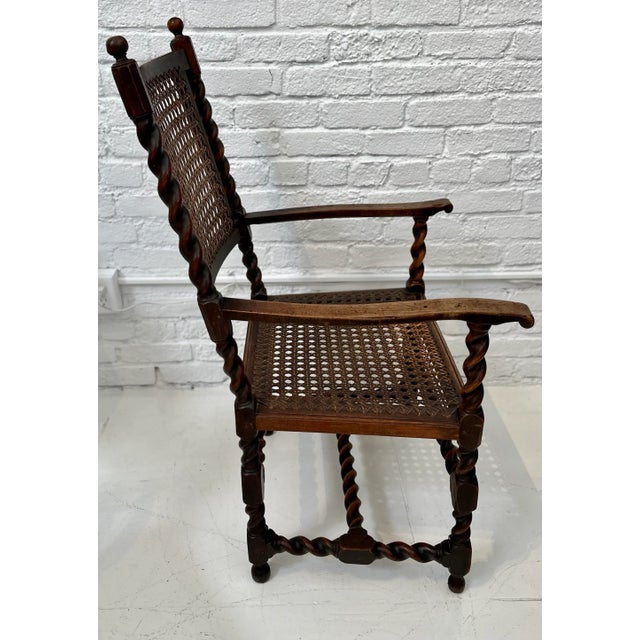 American Antique 18th Century Barley Twist Cane Arm Chair For Sale - Image 3 of 5