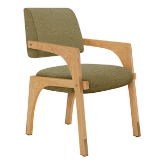 Arches Dining Chair in Light Olive Green Bouclé and Oak from Insidherland For Sale
