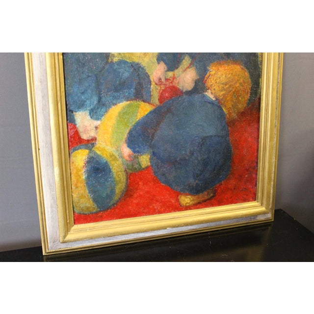 Vilma Vrbova-Kotrbova, Children with Balloons, 1961, Oil on Canvas, Framed For Sale - Image 10 of 14