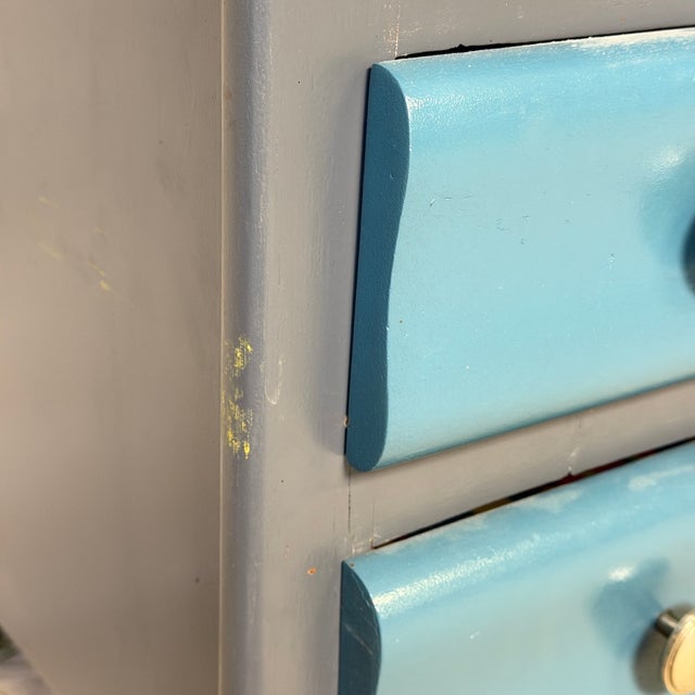 Vintage Blue Wooden Commode, 1950s For Sale - Image 6 of 10