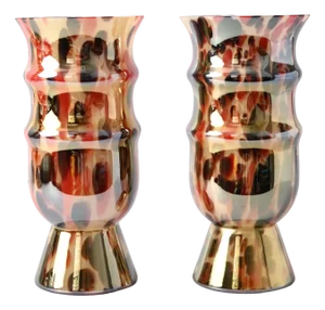Art Deco Spatter Glass Vases, 1930s, Set of 2