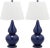 Casting a colorful glow in any room, the sparkling navy blue Double Gourd Glass Lamp is adorned with coordinating navy...