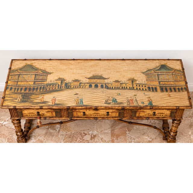 Chinoiserie Lane Venture Faux Bamboo Chinoiserie Fruitwood Sideboard Credenza Table For Sale - Image 3 of 10