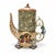 Green and White Large Tea Pot with Clothespin Lid reimagines the classic teapot with a playful twist, pairing a...