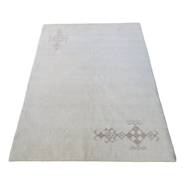 Vintage Moroccan Wool Hand-Knotted Beni Ourain Rug For Sale